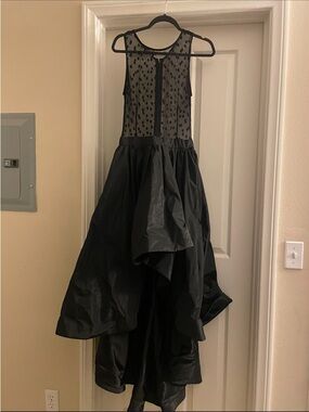 Black Polka Dot Tulle & Satin High-Low Dress